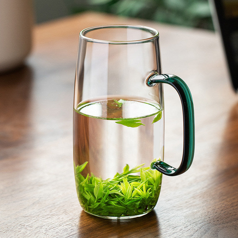Thick Glass Tea Cup Heat Resistant with Handle Office Water Mug