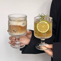 Sunflower Embossed Glass Cup Vintage Style Goblet Drinkware