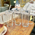 Glass Drink Cup with Straw and Handle Coffee Milk Tumbler