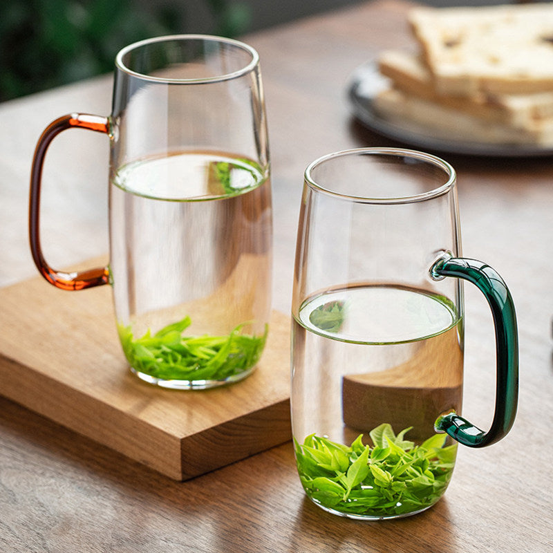 Thick Glass Tea Cup Heat Resistant with Handle Office Water Mug