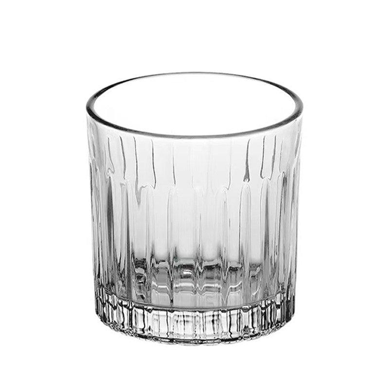 Retro Striped Glass Cup Iced Coffee Latte Cold Brew Mug